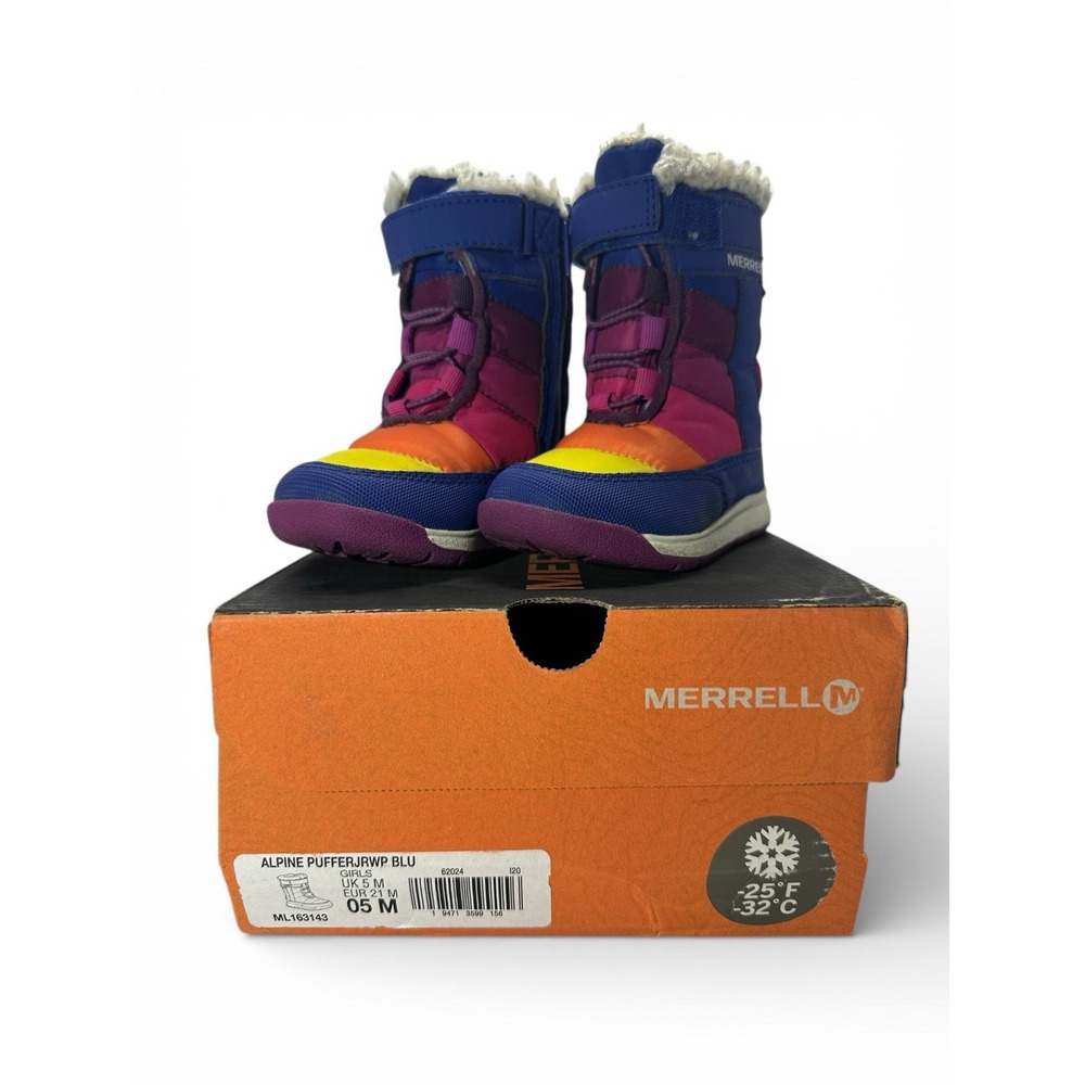 Merrell Girls Rainbow Alpine Puffer Waterproof Boot Infant Toddler Size 5M - Picture 6 of 12